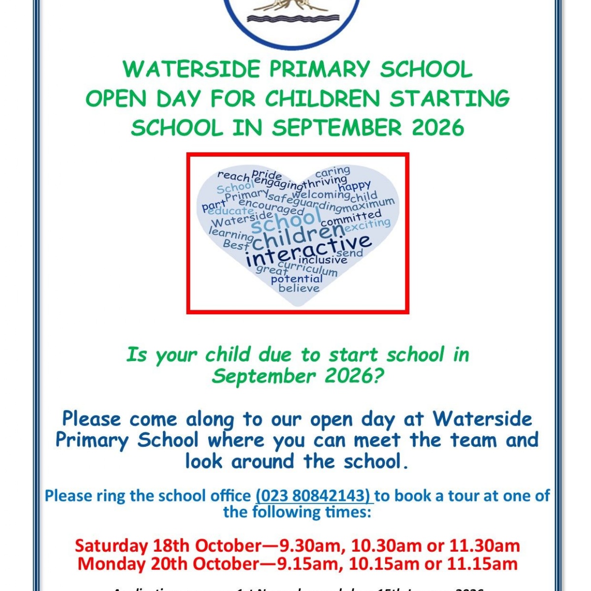 Waterside Primary School - Open days for Year R starting September 26