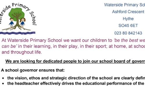 Waterside Primary School - School governors required!