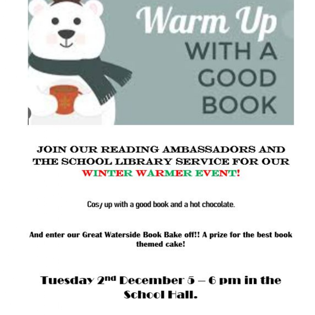 Waterside Primary School - Come and join us for our Winter Warmer event.